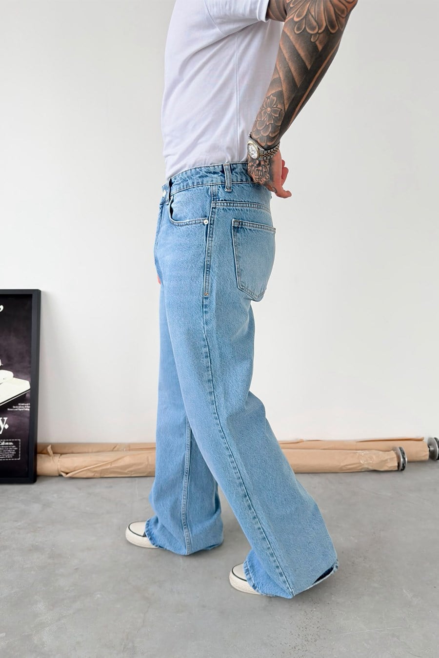 Açık Mavi Flare Kesim İspanyol Paça Pantolon