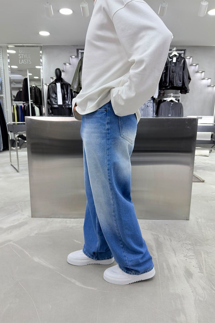 Açık Mavi Soft Degrade Premium Süper Baggy Pantolon