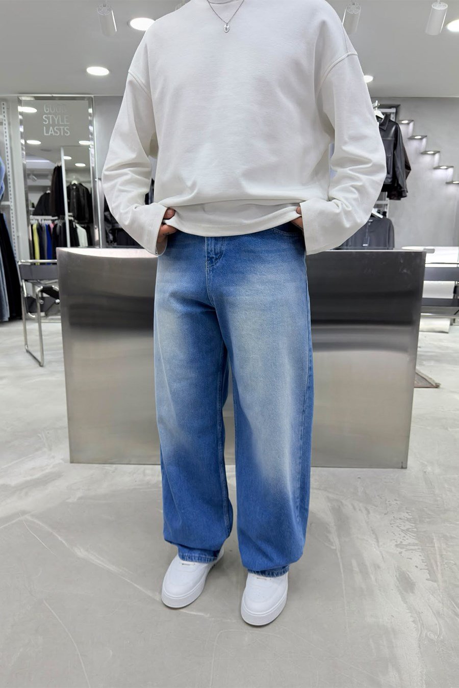 Açık Mavi Soft Degrade Premium Süper Baggy Pantolon