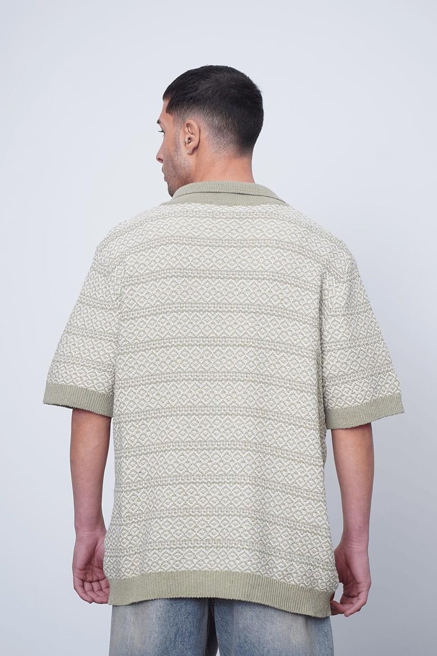 AÇIK YEŞİL Etnik İnce Örme Triko CH Oversize Hırka