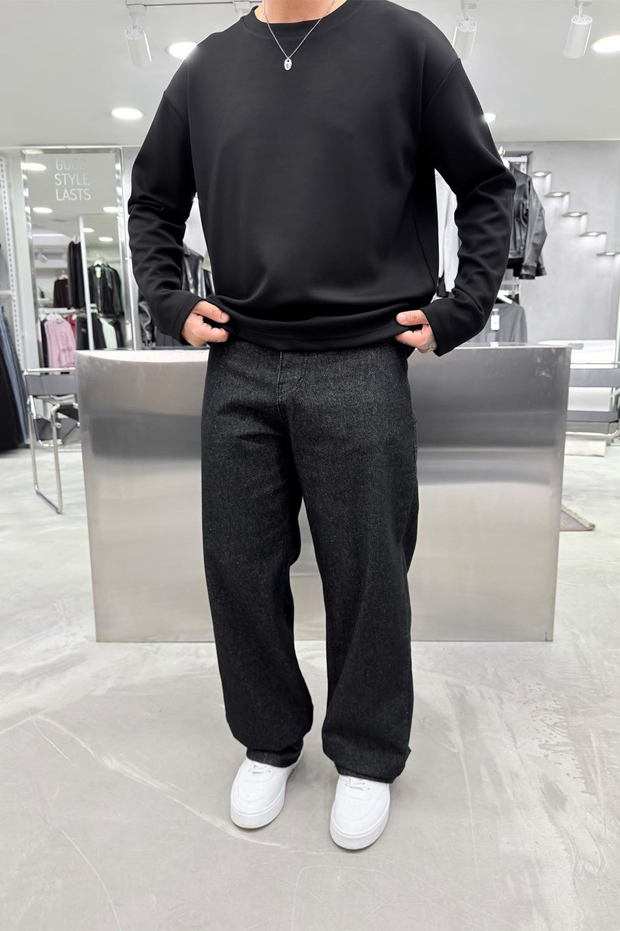 Antrasit Basic Baggy Pantolon