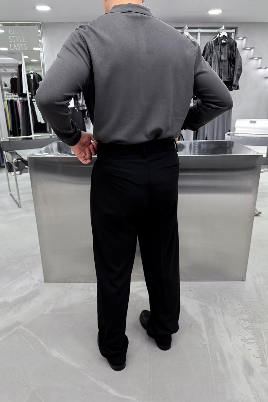 Antrasit Basic Premium Oversize Polo Yaka Tişört