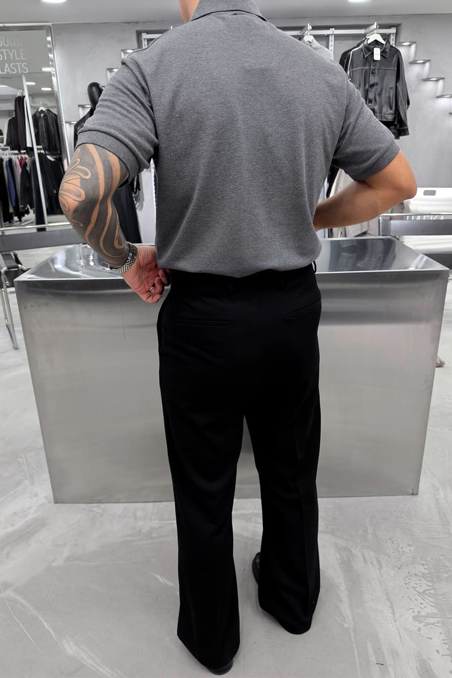 Antrasit Basic Premium Relaxed Polo Yaka Tişört