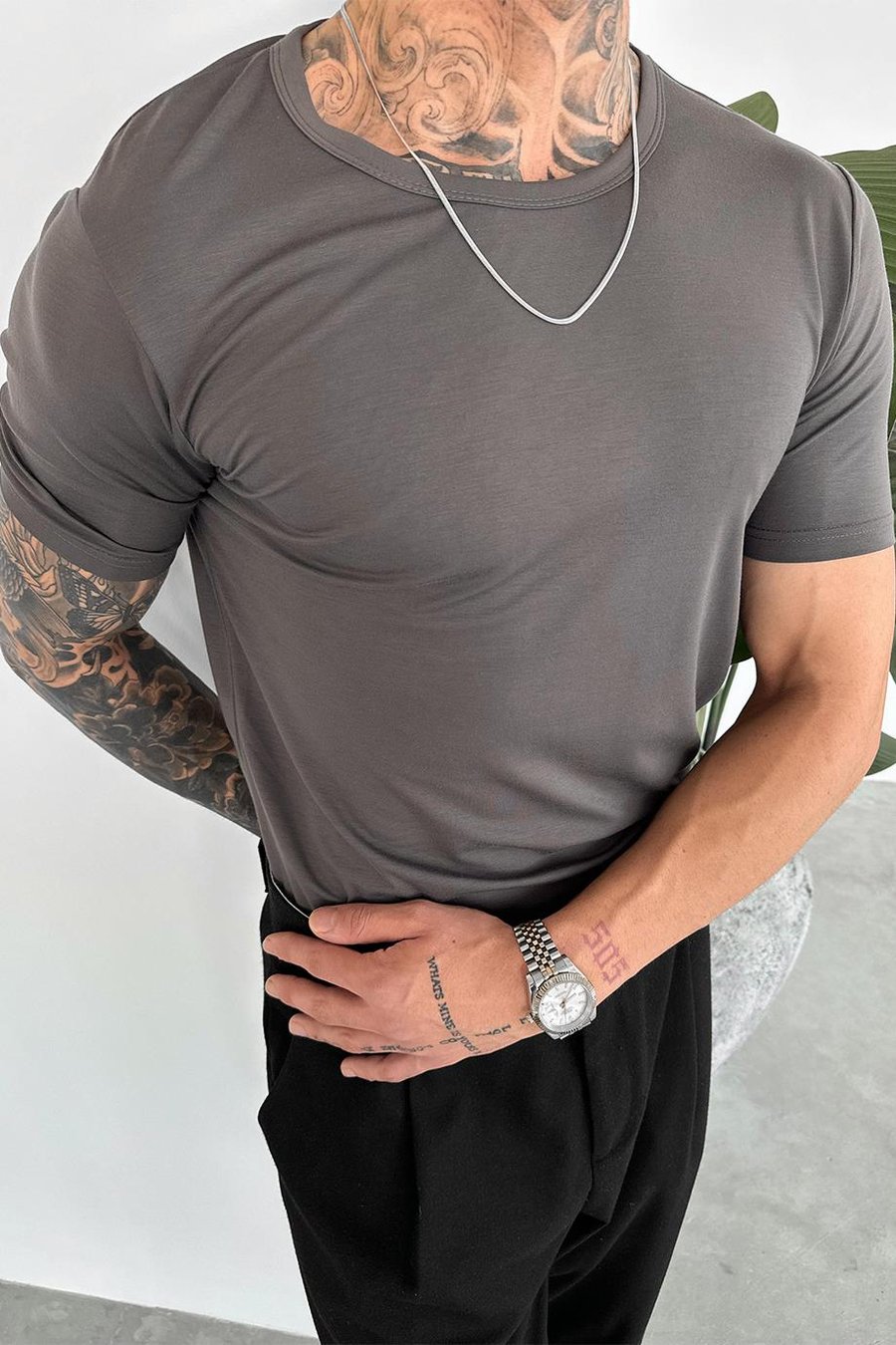Antrasit Basic Premium Relaxed Tişört