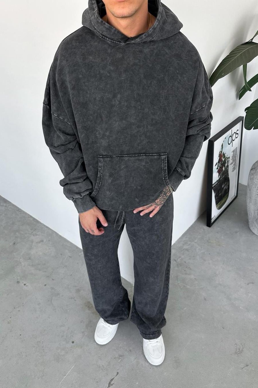 Antrasit Basic Yıkamalı Oversize Sweatshirt