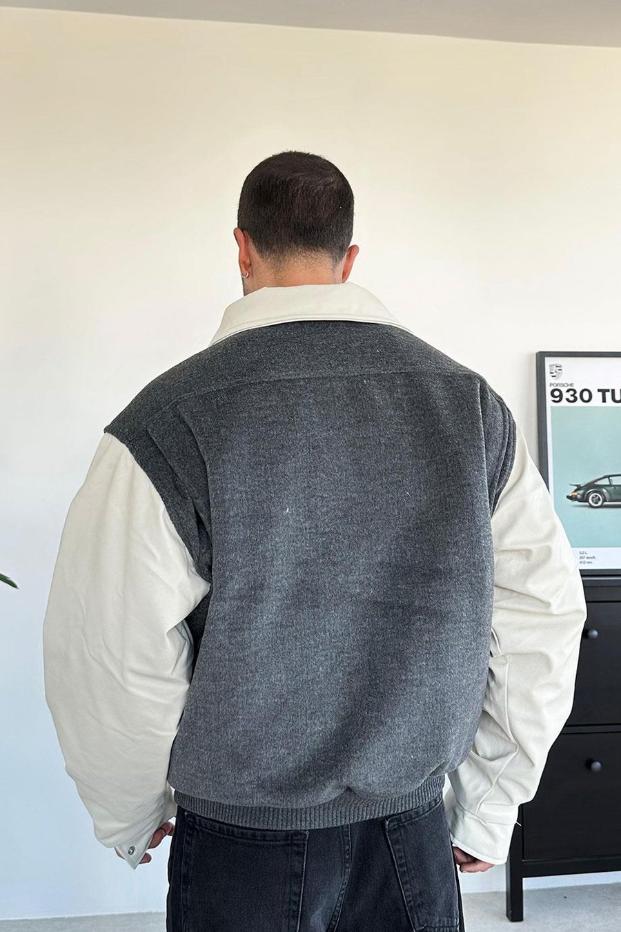 Antrasit Kaşe Oversize Bomber Ceket