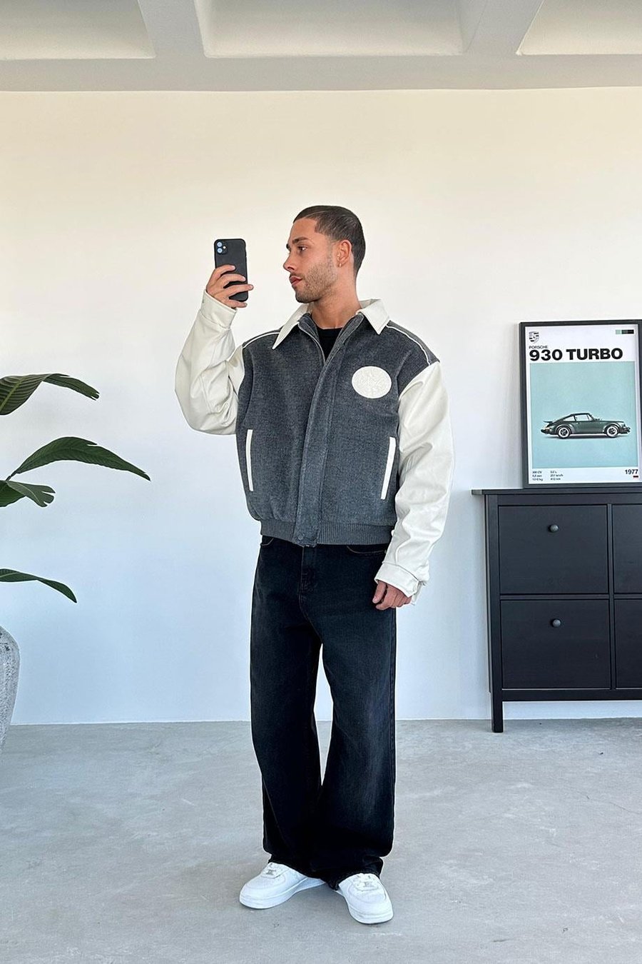 Antrasit Kaşe Oversize Bomber Ceket