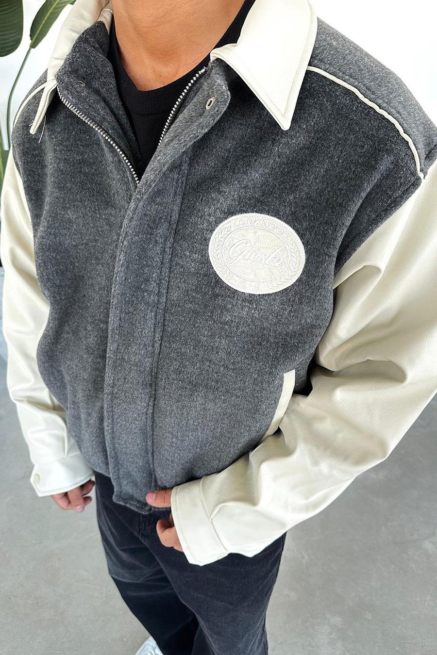 Antrasit Kaşe Oversize Bomber Ceket