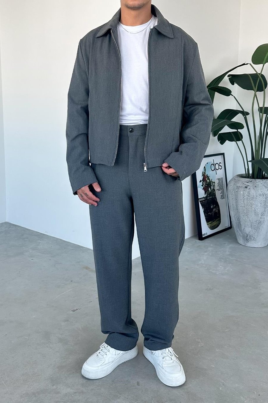 Antrasit Premium Relaxed Fit Boxy Ceket