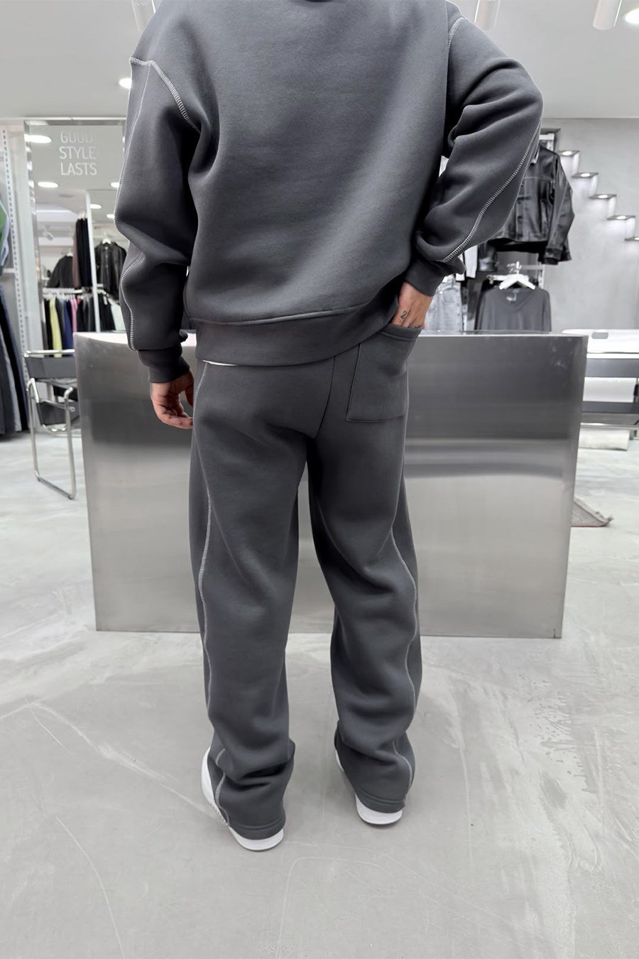 Antrasit Ravage Nakışlı Oversize Eşofman Takımı