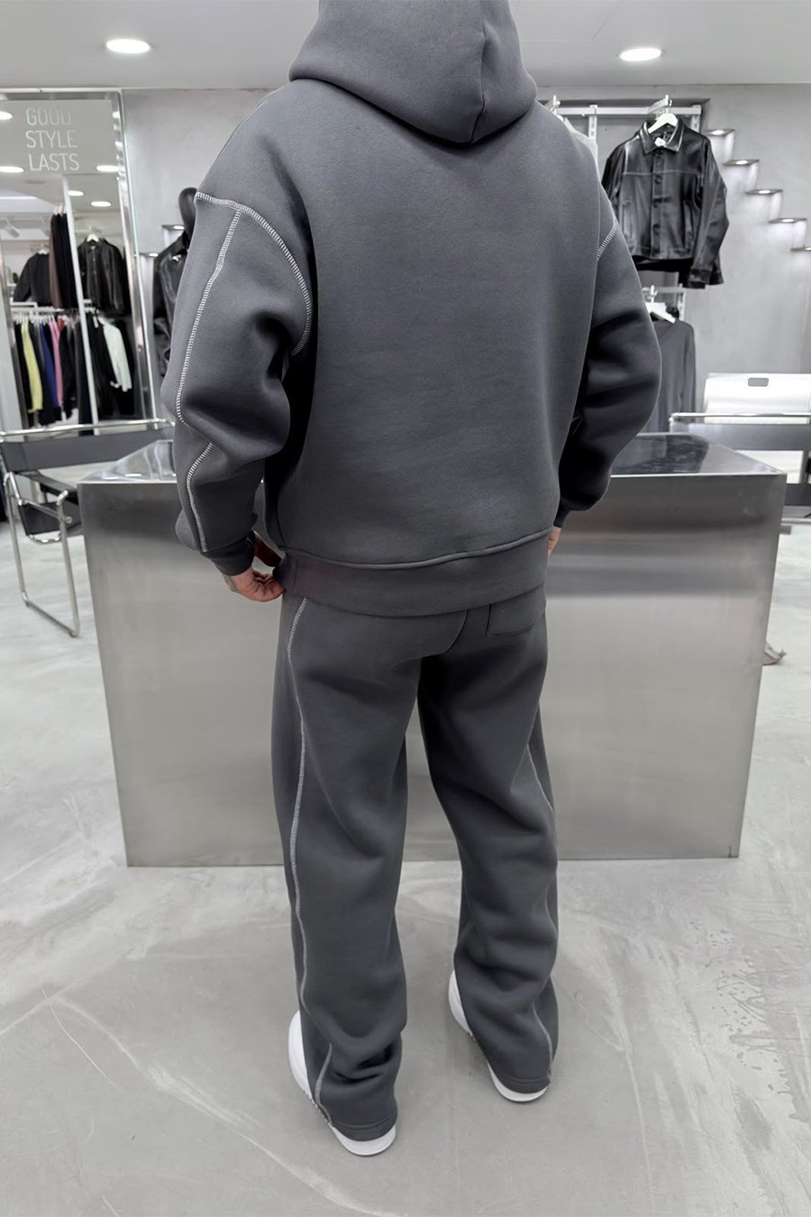 Antrasit Ravage Nakışlı Oversize Eşofman Takımı