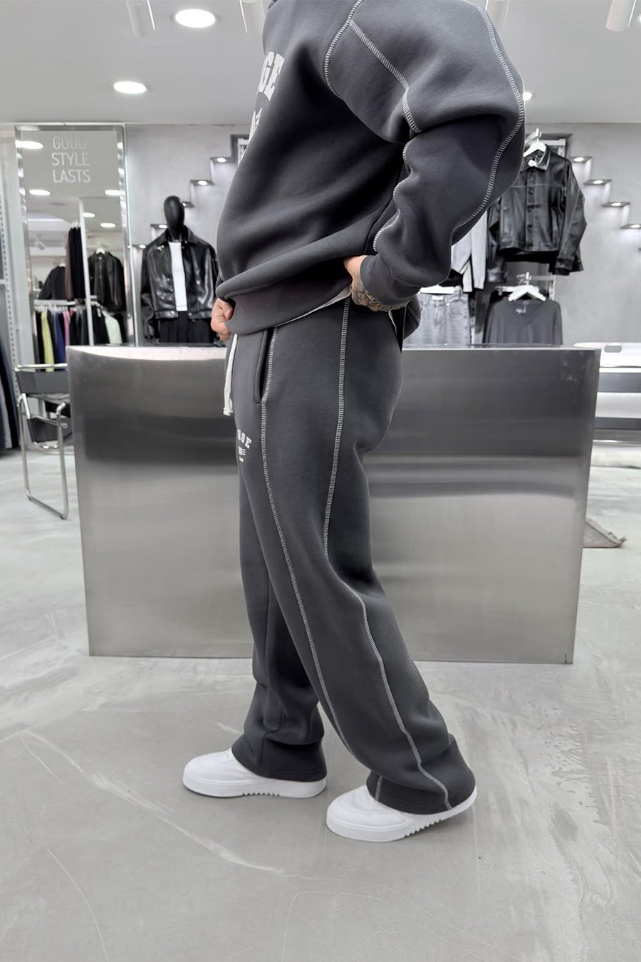 Antrasit Ravage Nakışlı Oversize Eşofman Takımı