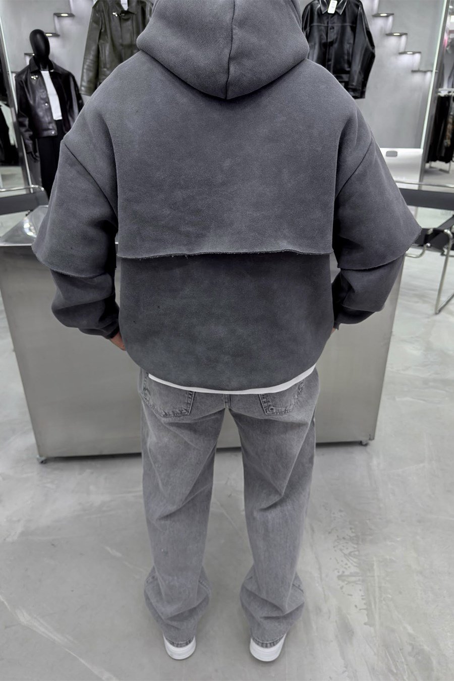 Antrasit Ravege Studio Yıkamalı Oversize Sweatshirt