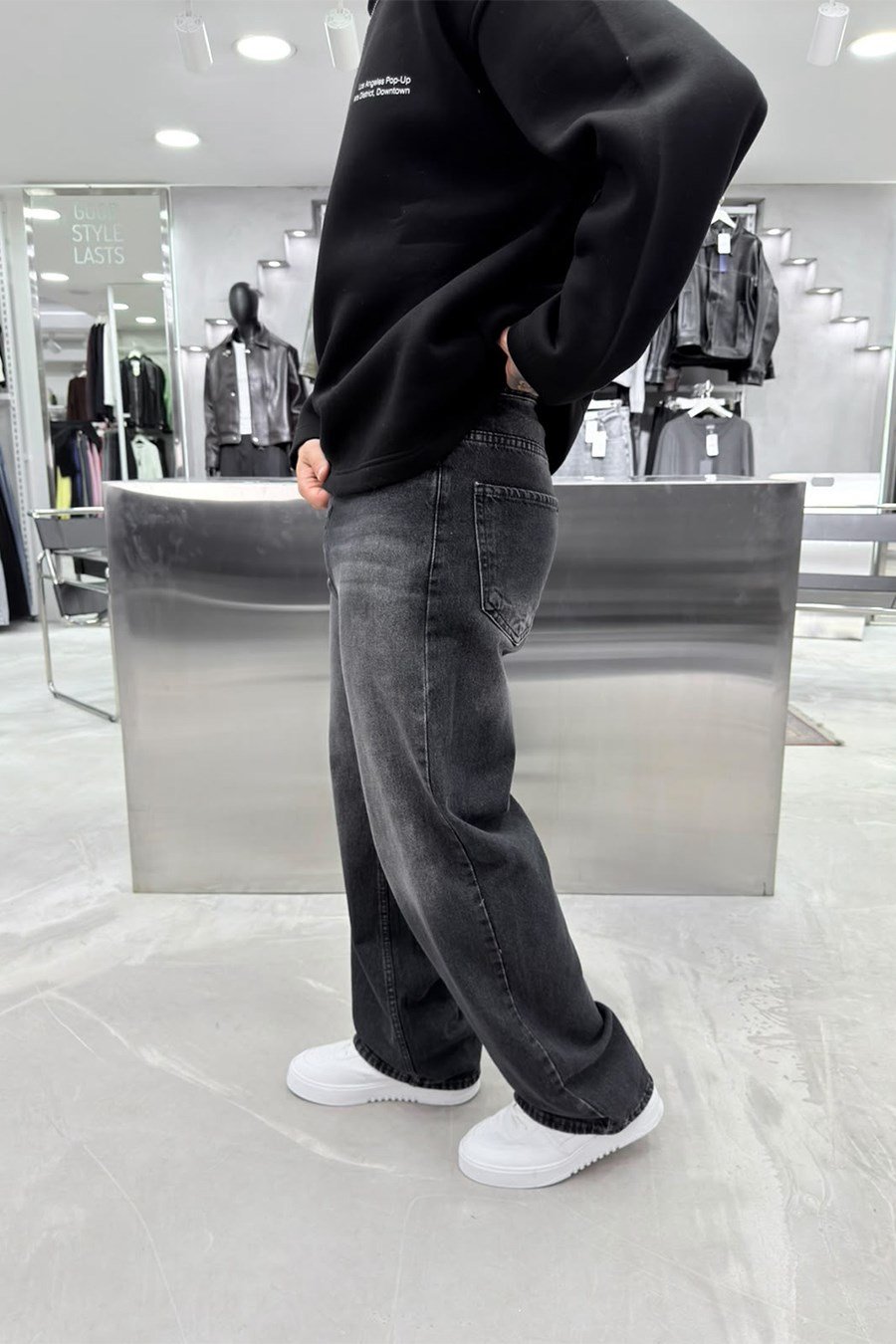 Antrasit Soft Degrade Basic Baggy Pantolon