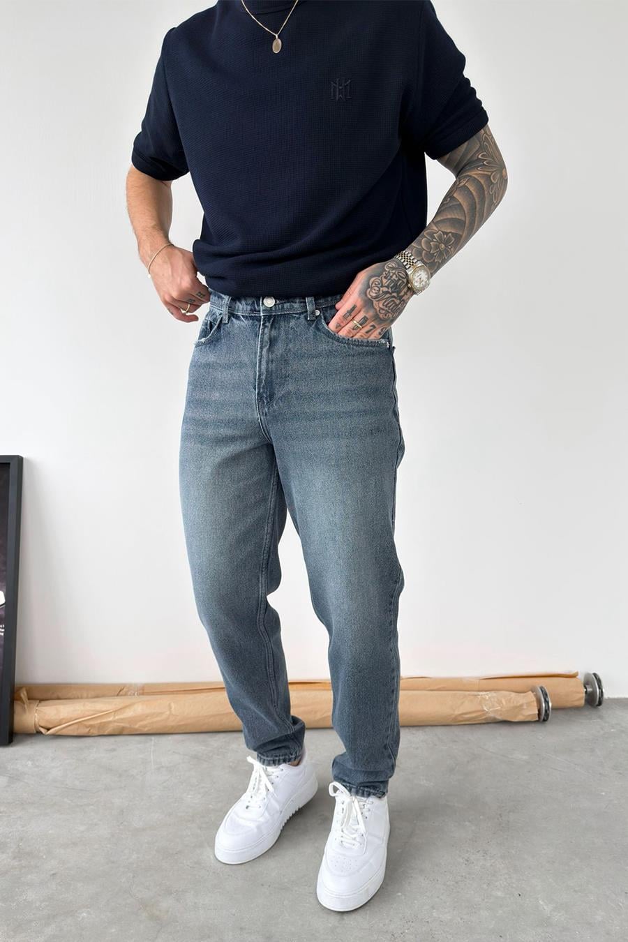 Antrasit Soft Degrade Boyfriend Pantolon