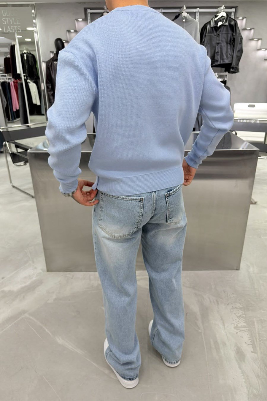 Bebe Mavi Basic Premium Düğme Detaylı Boxy Fit Kazak