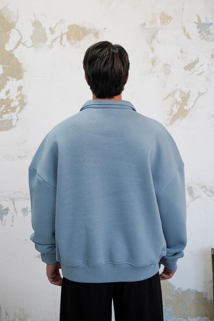 Bebe Mavisi Cozy Basic Oversize Polo Yaka Sweatshirt