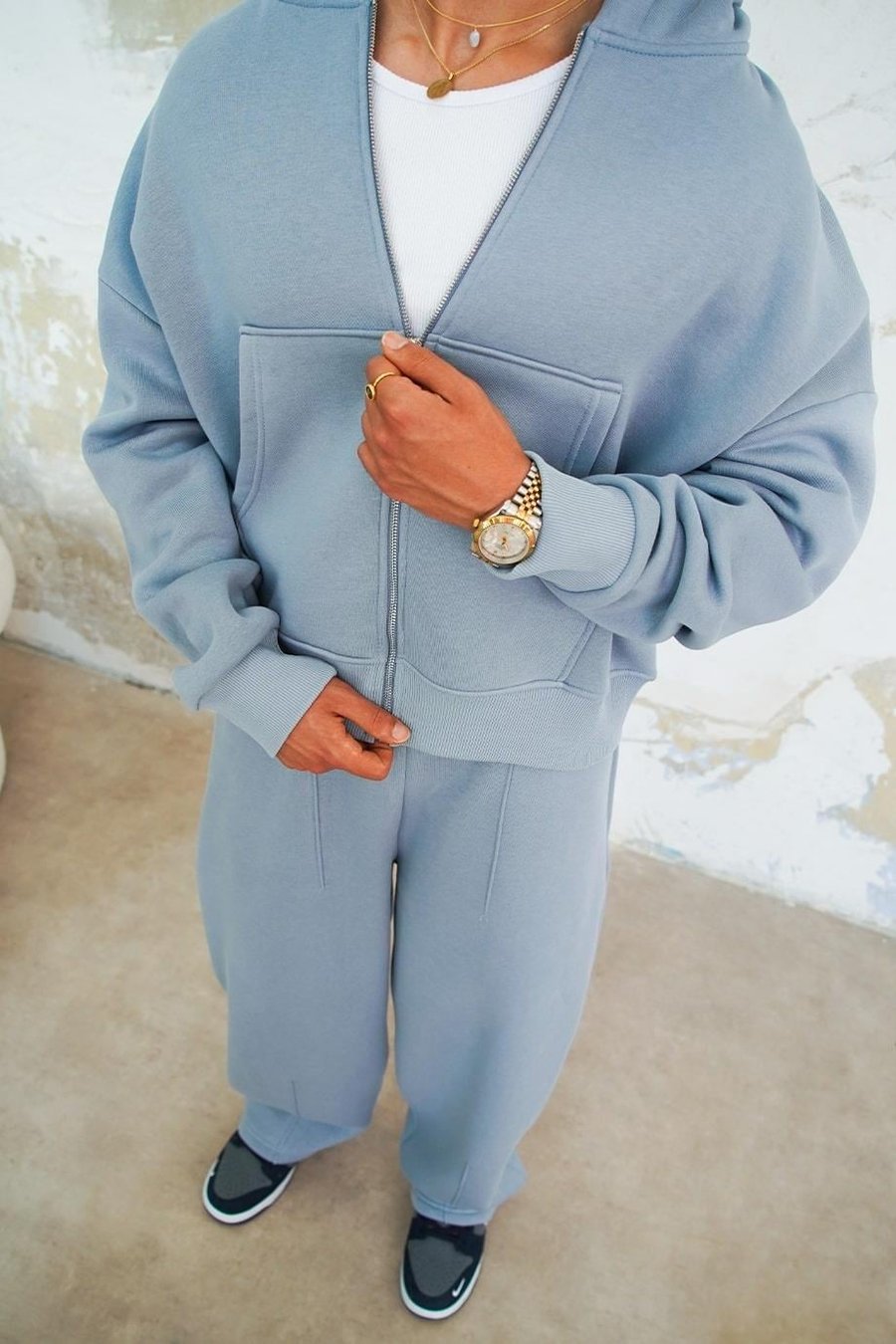 Bebe Mavisi Cozy Basic Tam Fermuar Oversize Sweatshirt