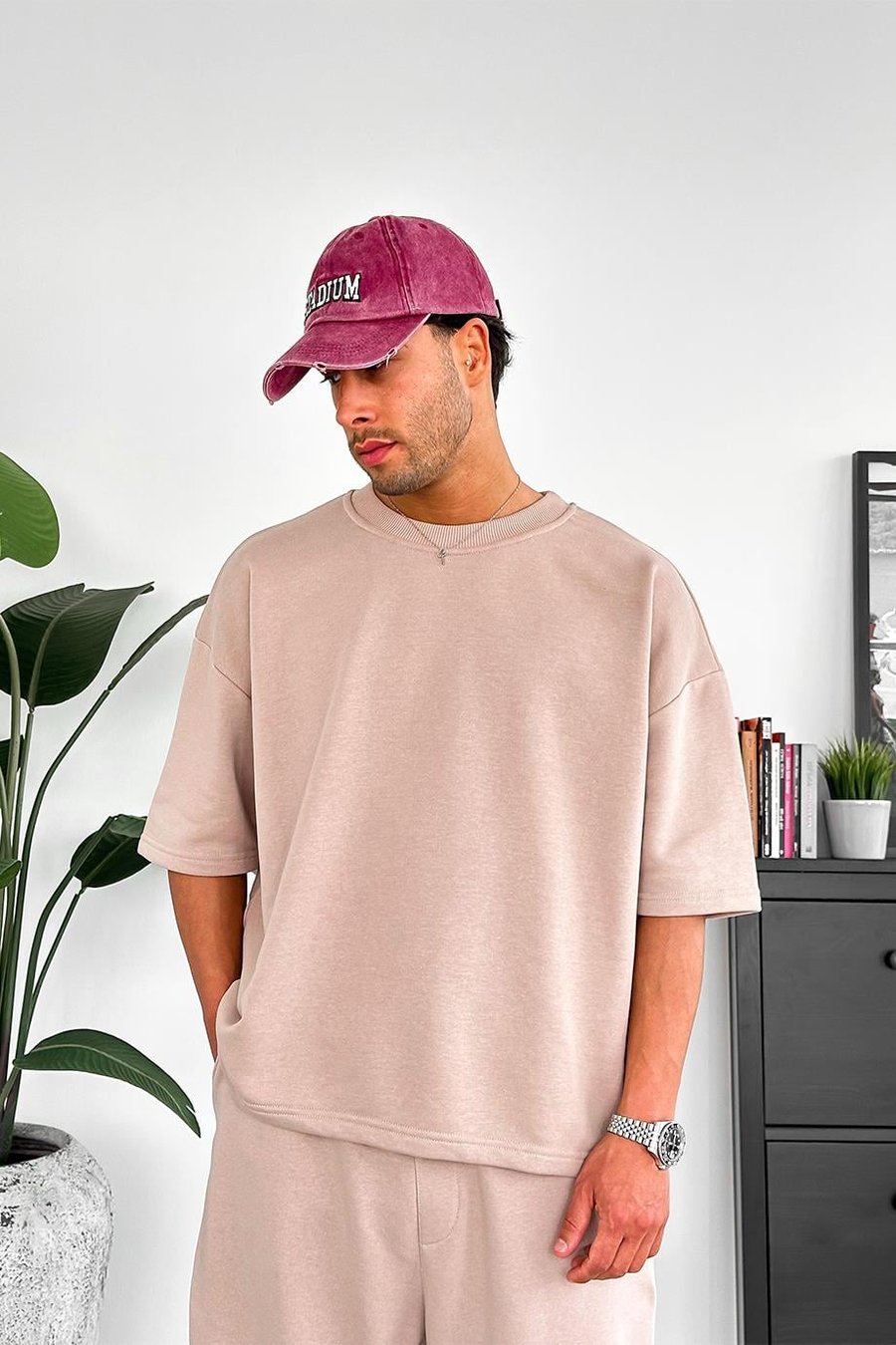 Bej 350GSM OUTPLENTY PREMİUM Basic Oversize Tişört