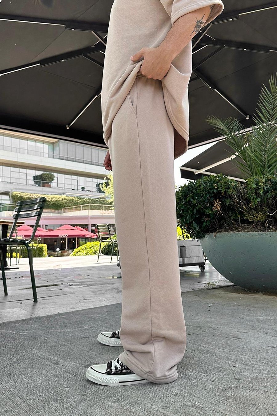 BEJ 350GSM OUTPLENTY PREMİUM Paçası Ayarlanabilir Baggy Eşofman