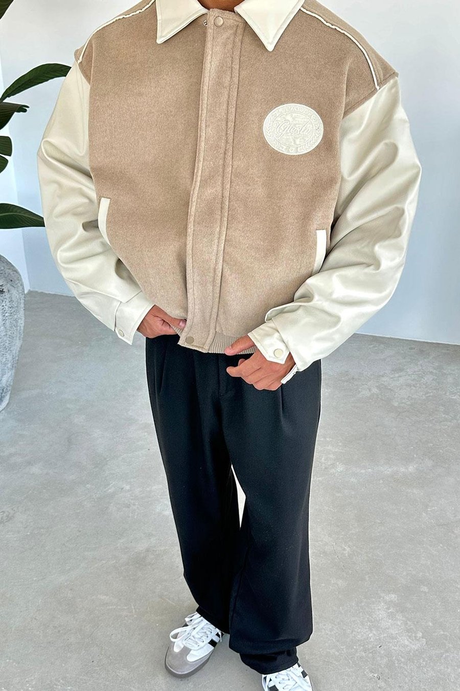 BEJ Kaşe Oversize Bomber Ceket