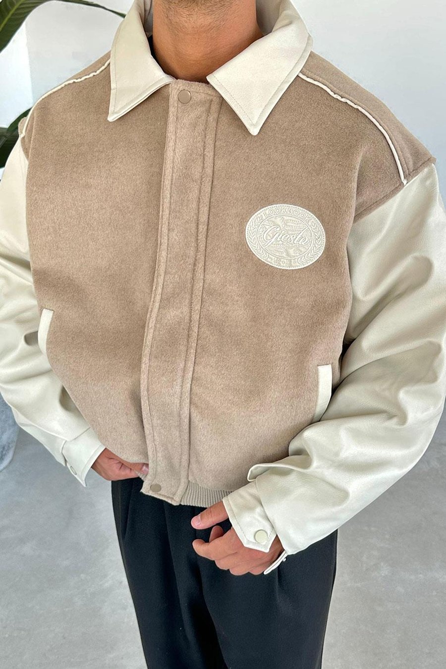 BEJ Kaşe Oversize Bomber Ceket