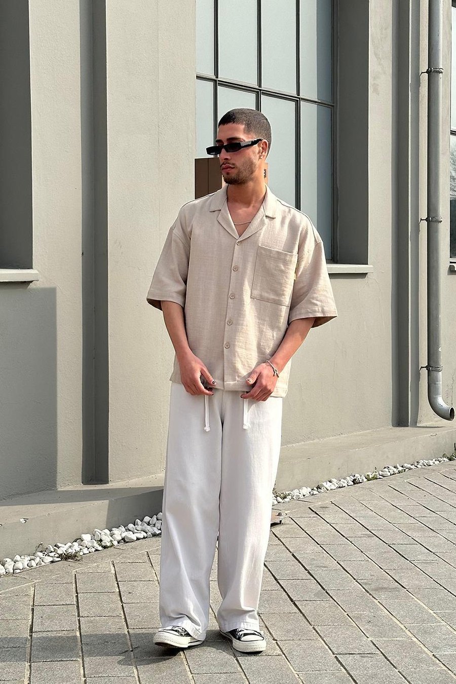 BEJ Ön Cepli 050 MH Oversize Keten Gömlek