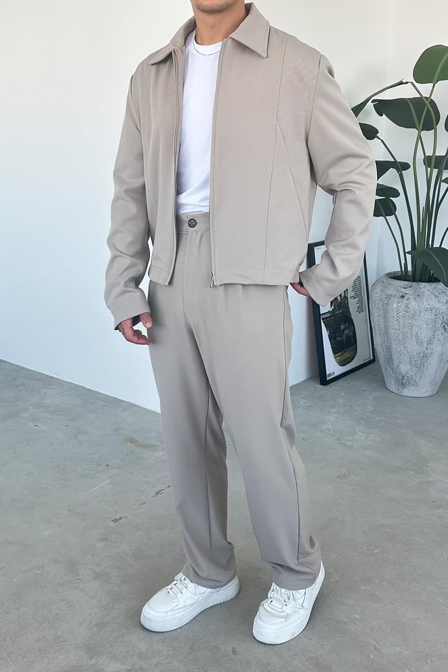 Bej Premium Relaxed Fit Boxy Ceket