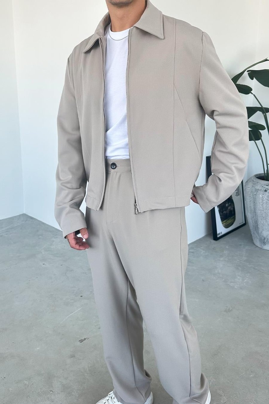 Bej Premium Relaxed Fit Boxy Ceket