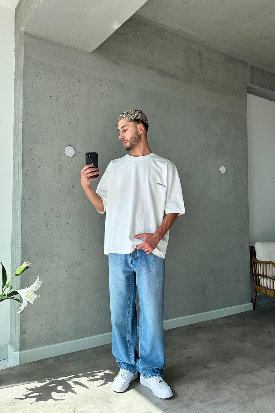 BEYAZ Artdirector OUTPLENTY PREMİUM Oversize Tişört