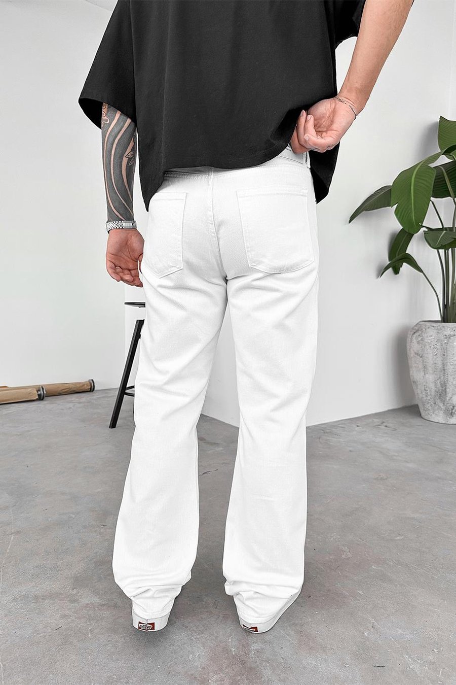 Beyaz Basic Premium Baggy Pantolon
