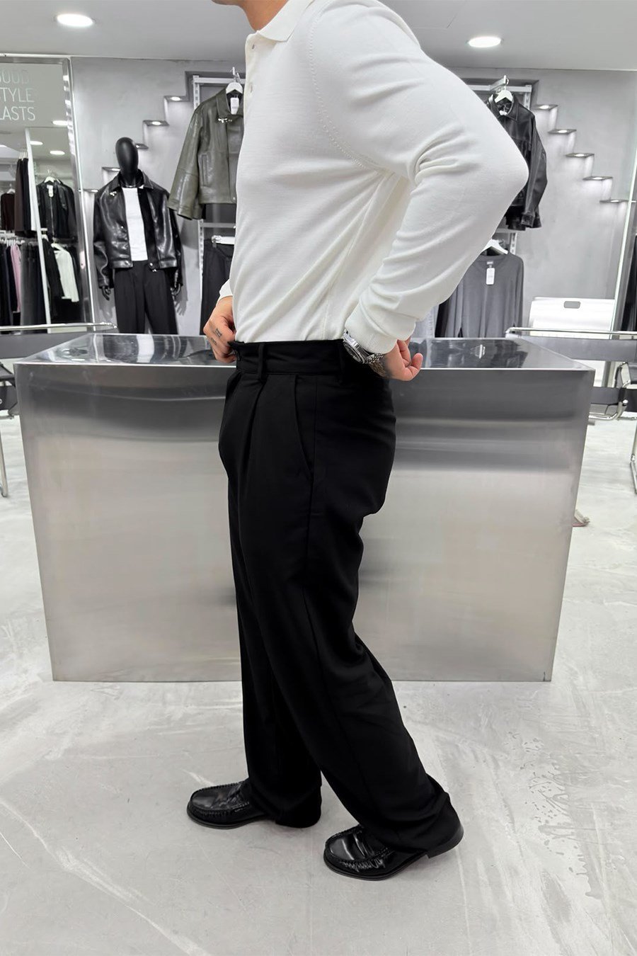 Beyaz Basic Premium Oversize Polo Yaka Tişört