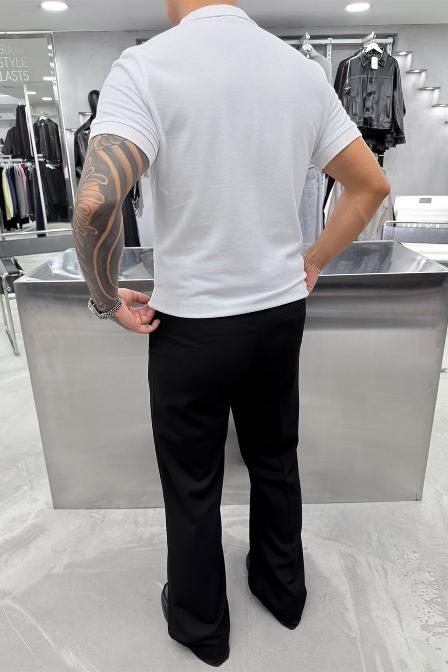 Beyaz Basic Premium Relaxed Polo Yaka Tişört