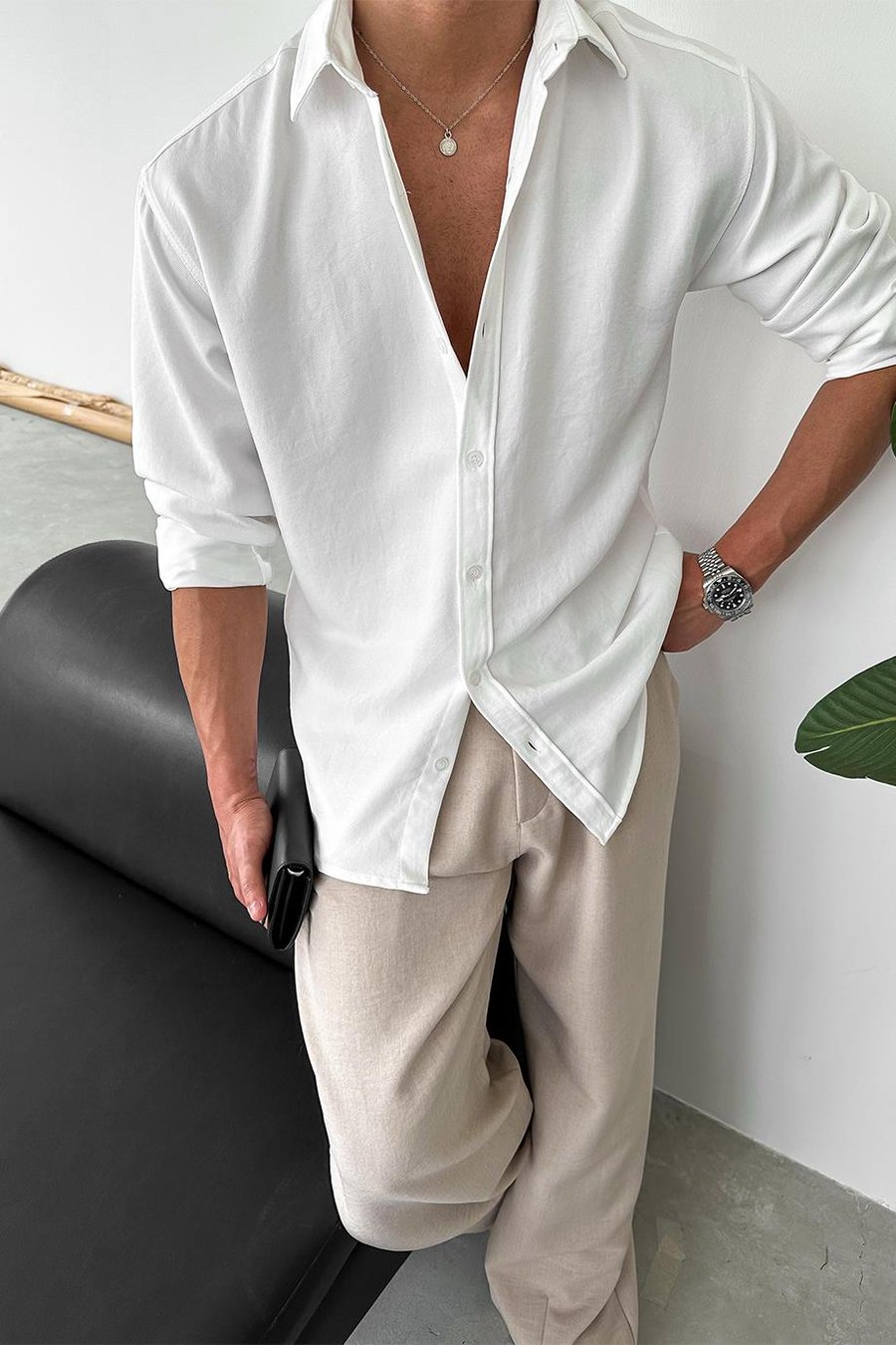 Beyaz Basic Relaxed Gömlek