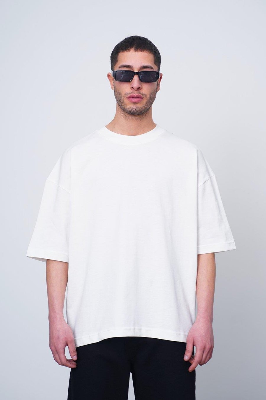 BEYAZ Beyaz Basic OUTPLENTY PREMİUM Oversize Tişört