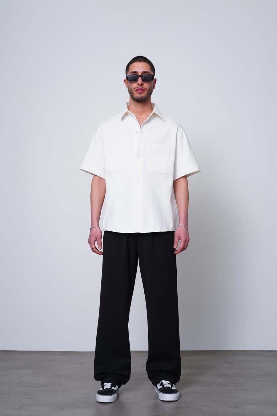 BEYAZ Beyaz Ön Cep Detay Basic ZA Oversize Gömlek