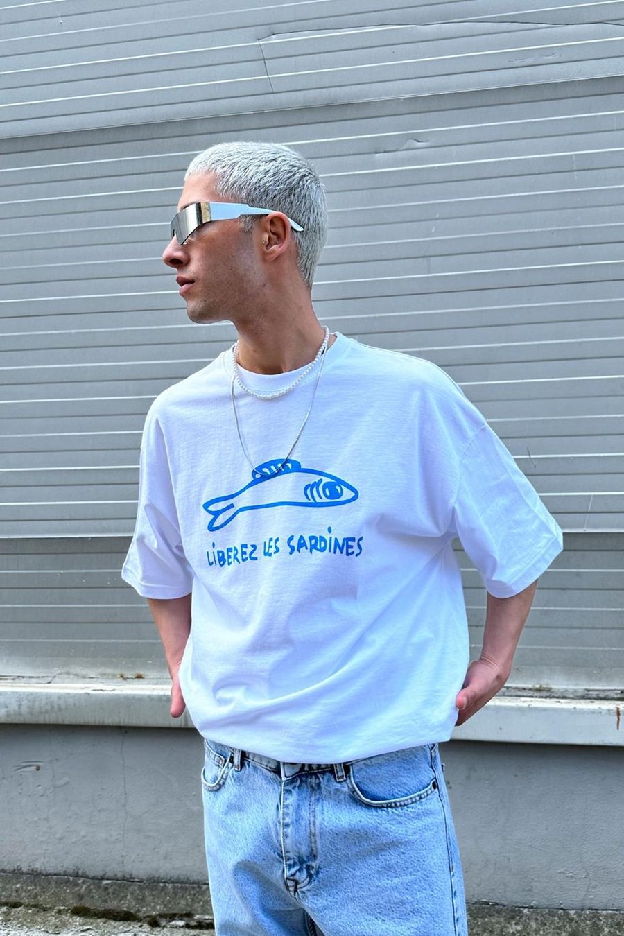 BEYAZ Beyaz Sardies Oversize Tişört