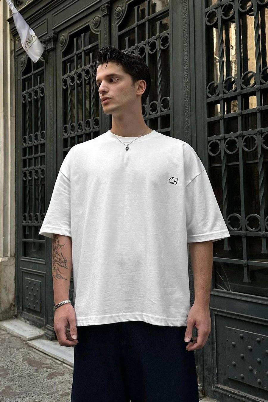 BEYAZ CB OUTPLENTY PREMİUM Oversize Tişört