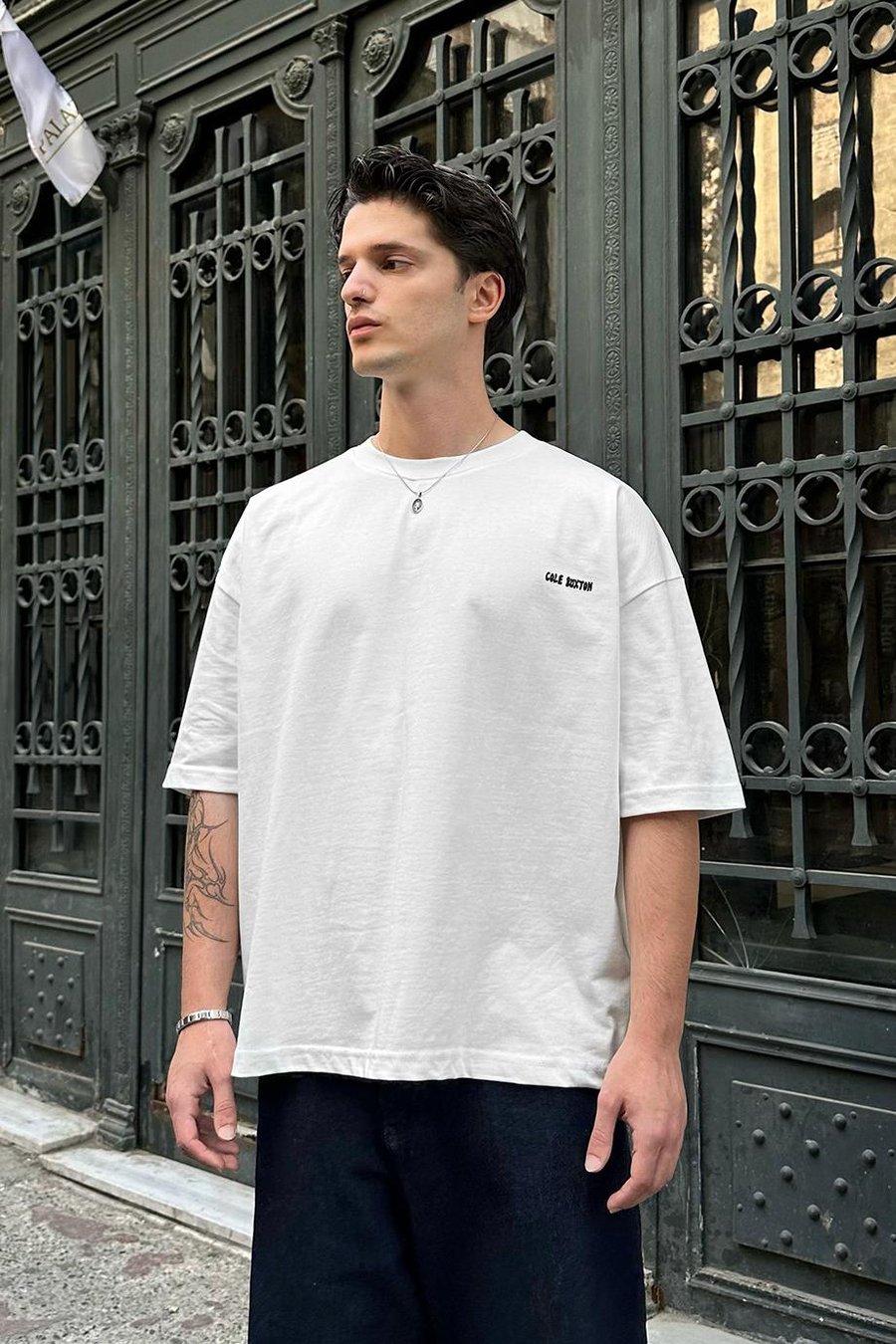 BEYAZ Cole Buxton OUTPLENTY PREMİUM Oversize Tişört