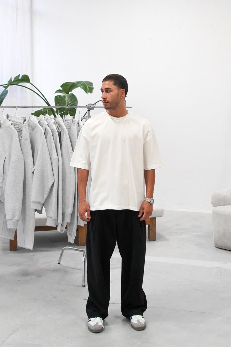 BEYAZ Cozy Basic Oversize Tişört