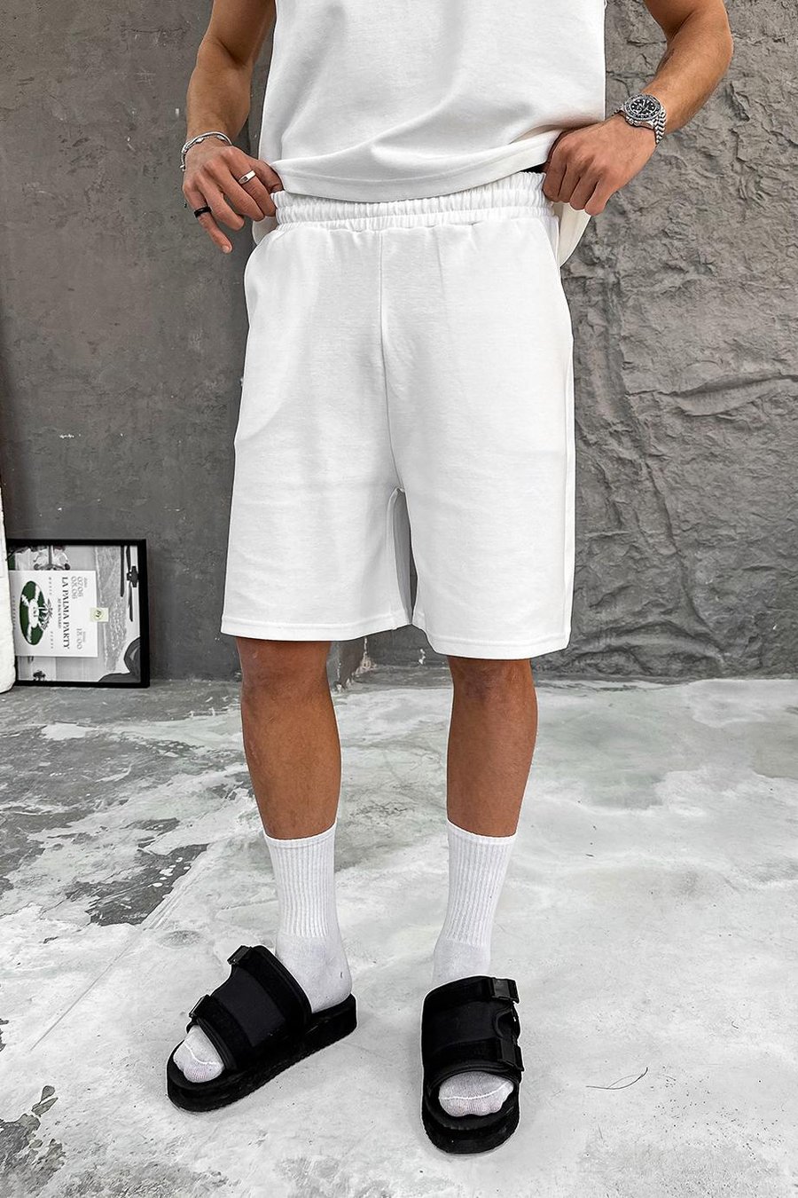 Beyaz Cozy Premium Basic Şort