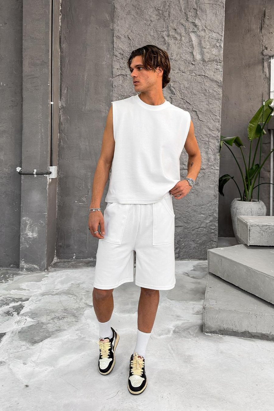 Beyaz Cozy Premium Pileli Şort