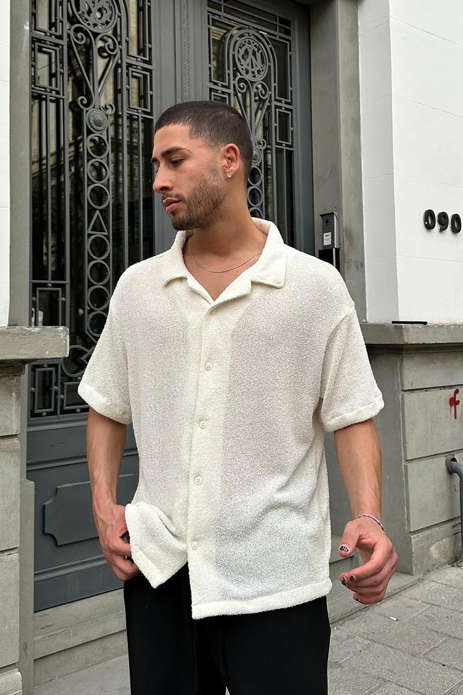BEYAZ Dokulu 04 EE Oversize Gömlek