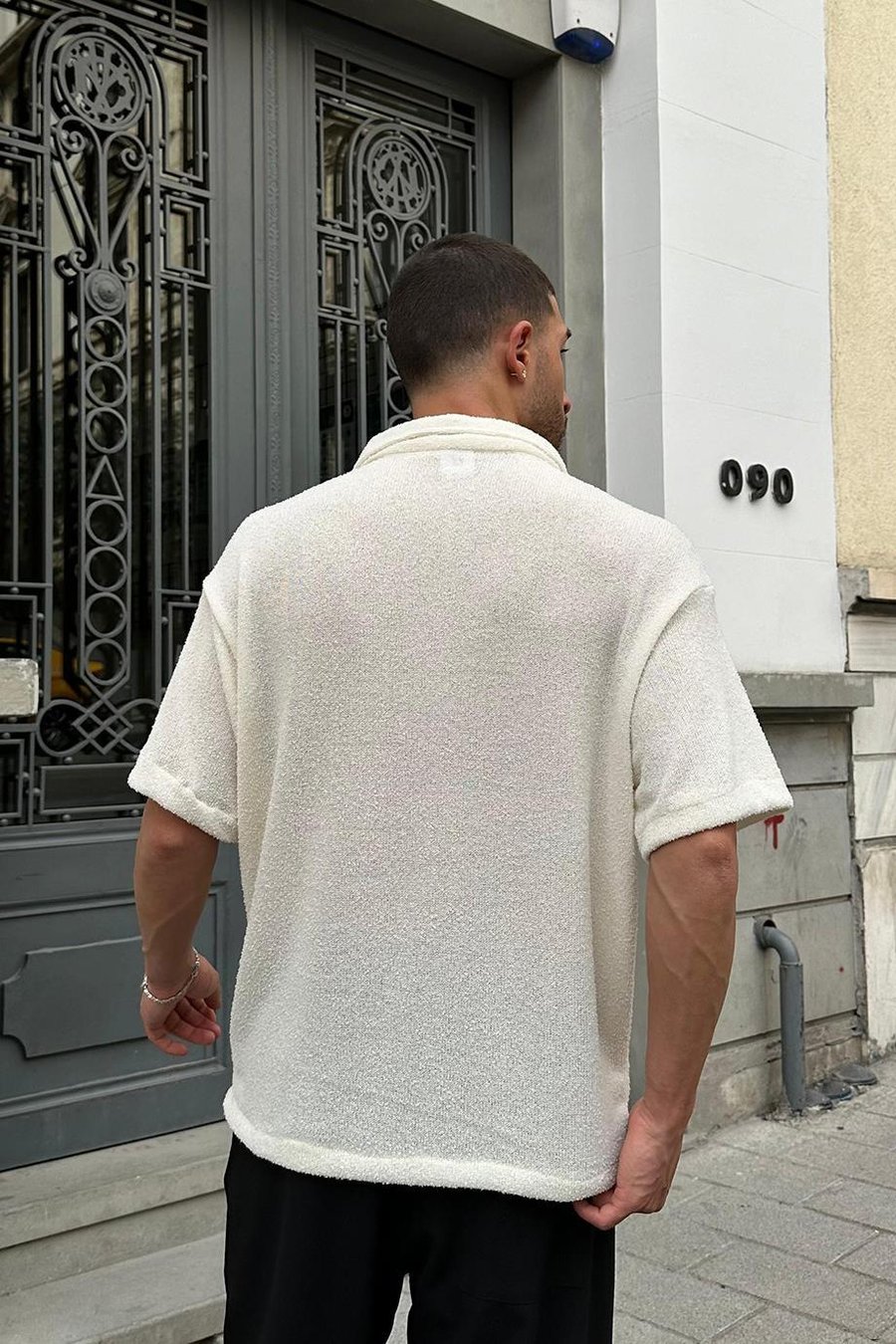 BEYAZ Dokulu 04 EE Oversize Gömlek