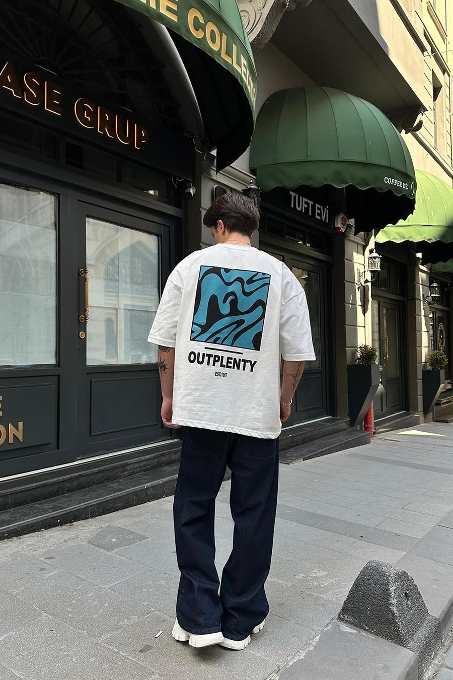 BEYAZ Est Out OUTPLENTY PREMİUM Oversize Tişört