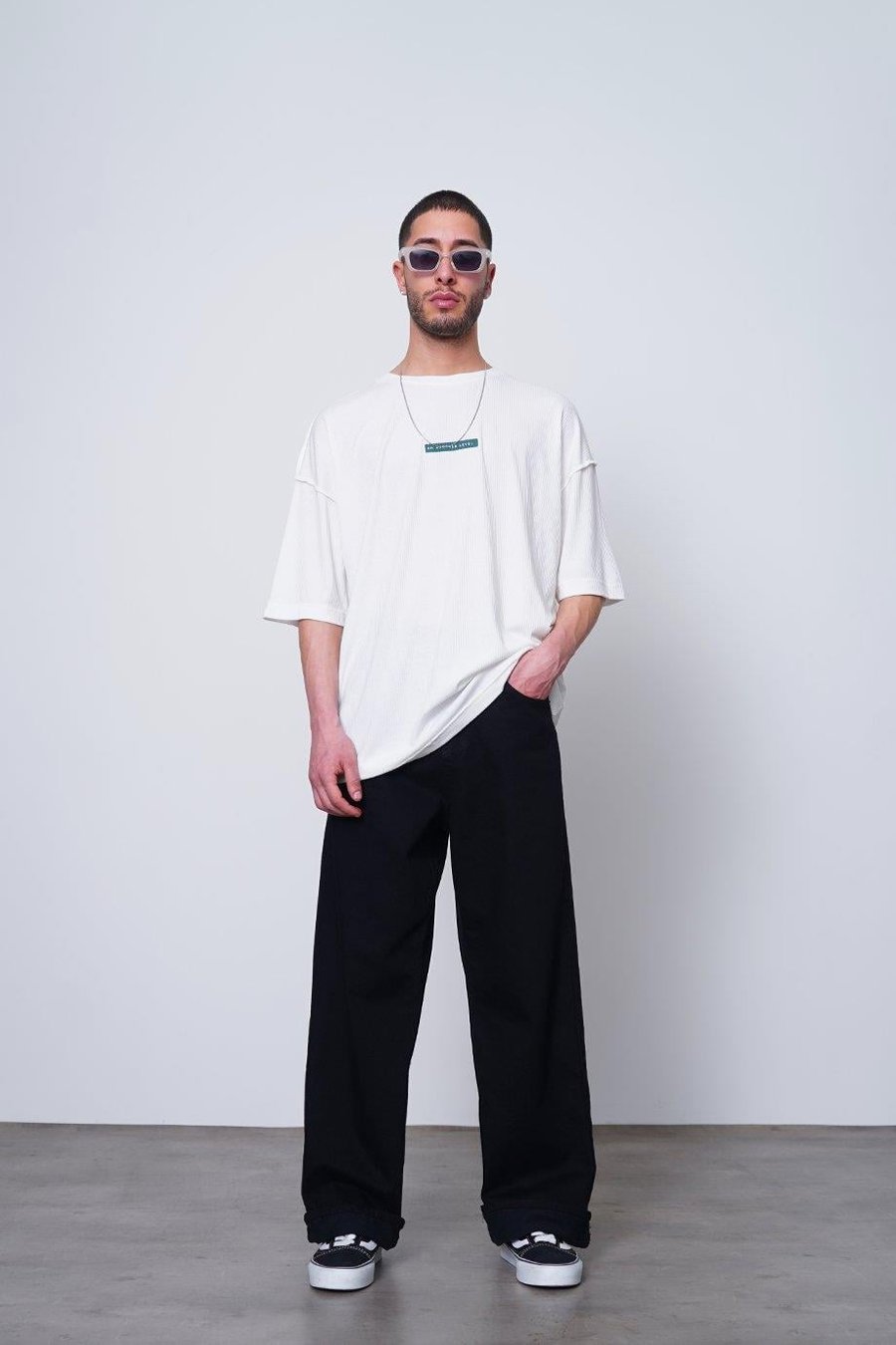 BEYAZ Fitilli Another Level MH Oversize Tişört