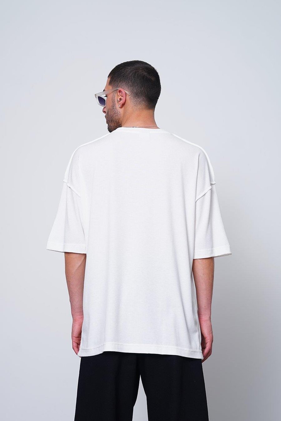 BEYAZ Fitilli Another Level MH Oversize Tişört