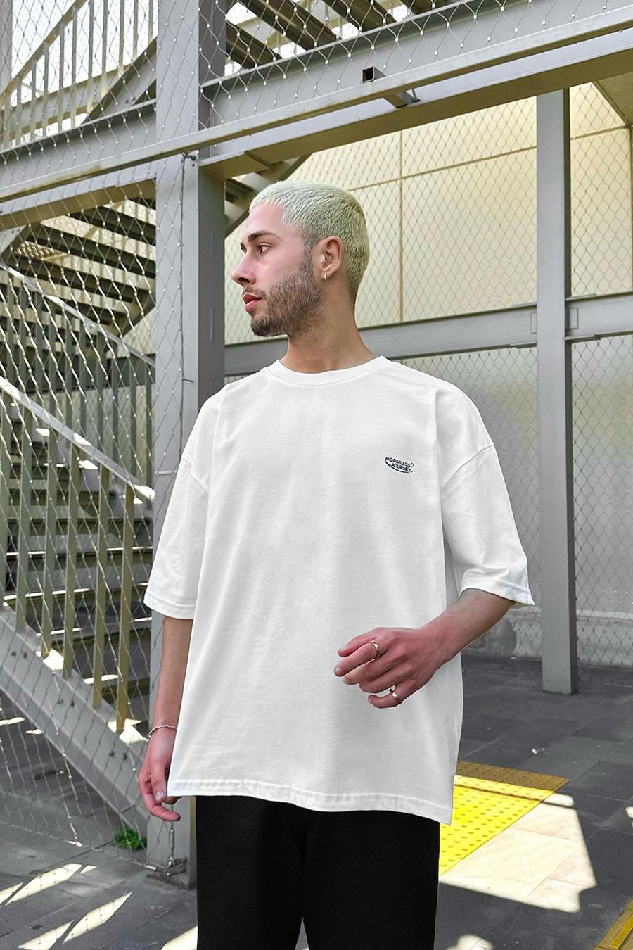 BEYAZ Normless OUTPLENTY PREMİUM Oversize Tişört