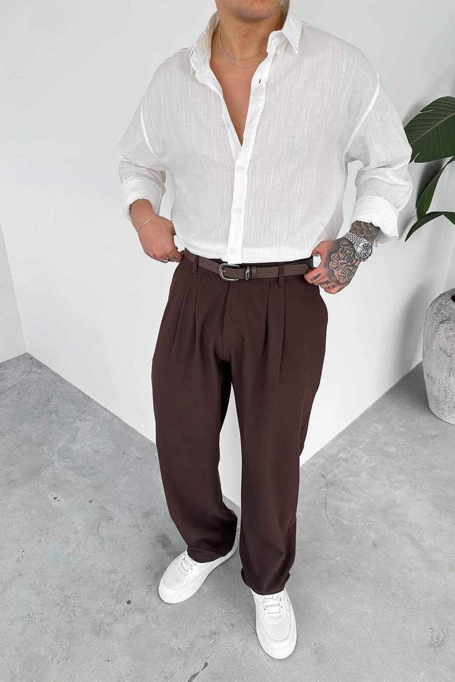 Beyaz Oversize Fresh Keten Gömlek