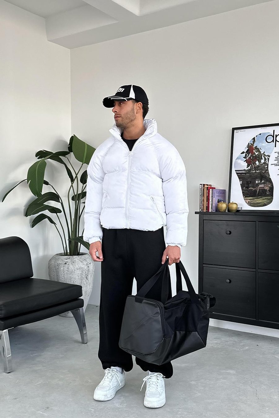 Beyaz Oversize Puffer Şişme Mont
